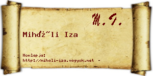 Miháli Iza névjegykártya